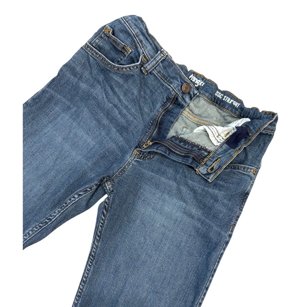 Wrangler Classic Straight Jeans Boys Size 14 Regular Blue Denim Adjustable Waist